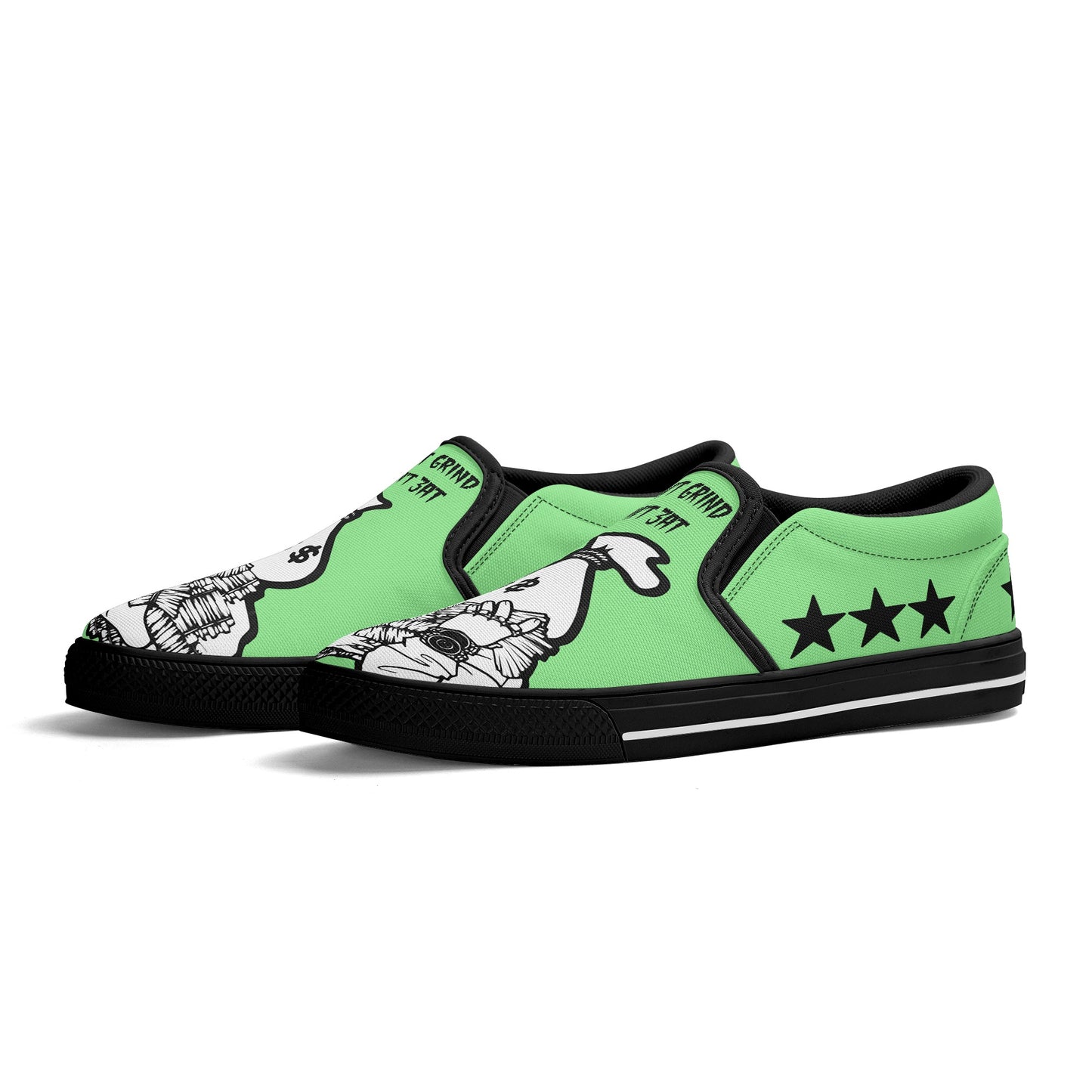 Money Man D.G.D.E (Dont Grind Dont Eat) Mens Mint Green Slip On Star Kicks