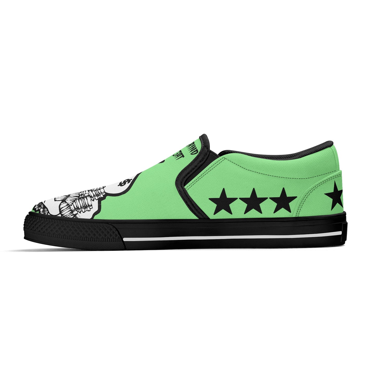 Money Man D.G.D.E (Dont Grind Dont Eat) Mens Mint Green Slip On Star Kicks