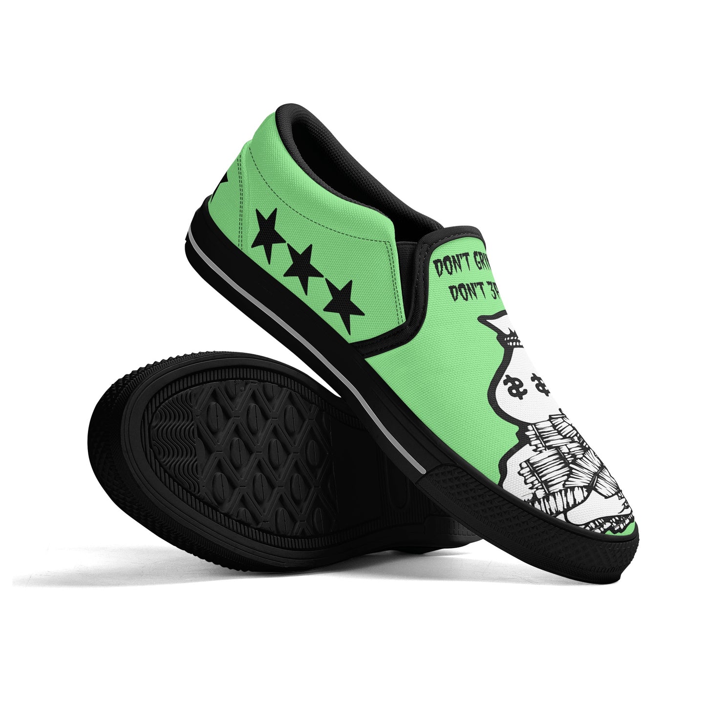 Money Man D.G.D.E (Dont Grind Dont Eat) Mens Mint Green Slip On Star Kicks