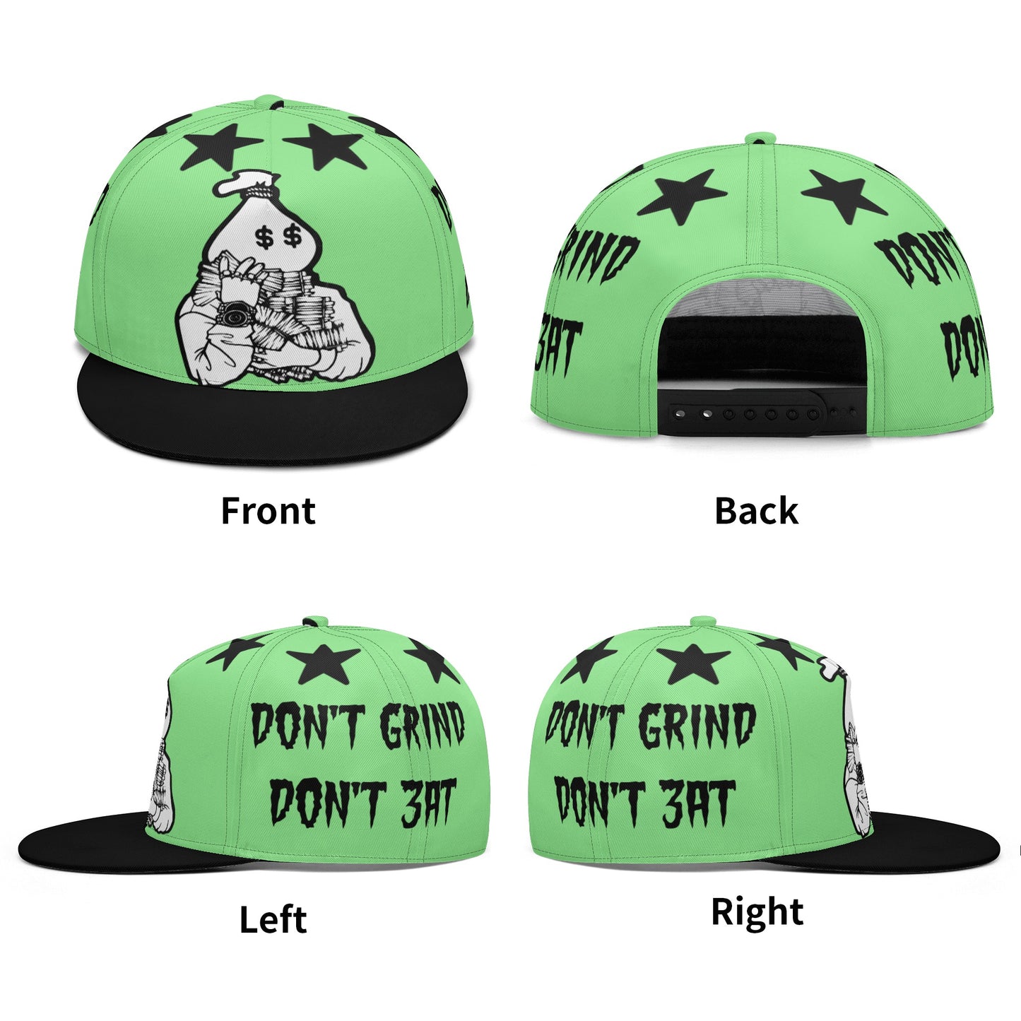 Money Man D.G.D.E (Dont Grind Dont Eat) Mint Green Snapbacks