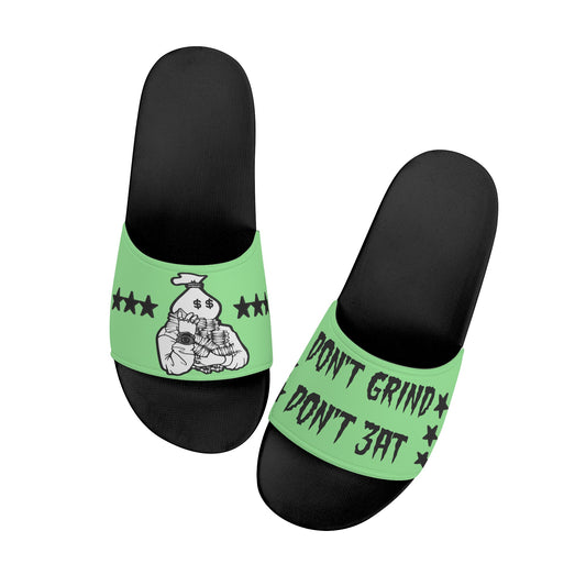 Money Man D.G.D.E (Dont Grind Dont Eat) Mens Mint Green Star Slides