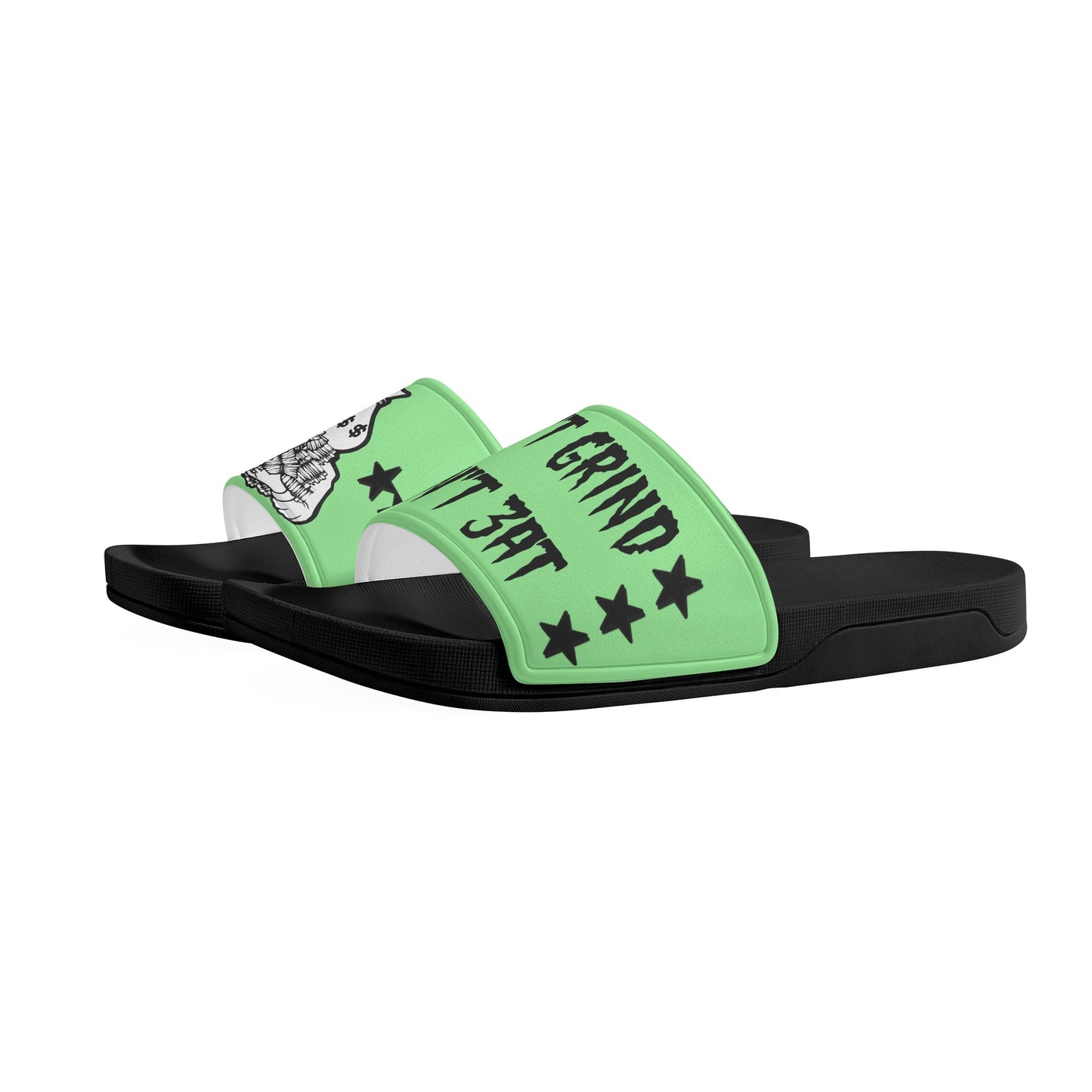 Money Man D.G.D.E (Dont Grind Dont Eat) Mens Mint Green Star Slides