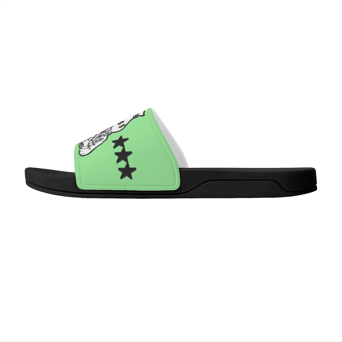 Money Man D.G.D.E (Dont Grind Dont Eat) Mens Mint Green Star Slides