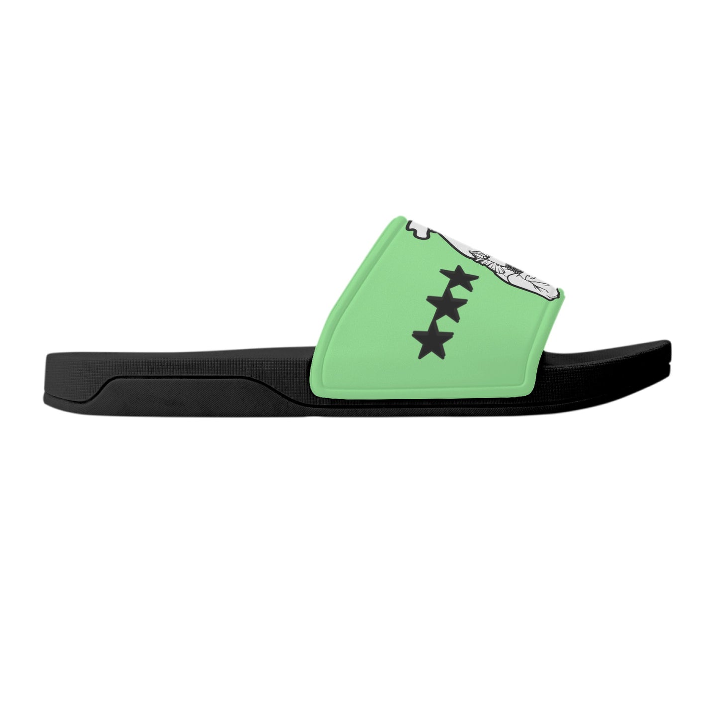 Money Man D.G.D.E (Dont Grind Dont Eat) Mens Mint Green Star Slides