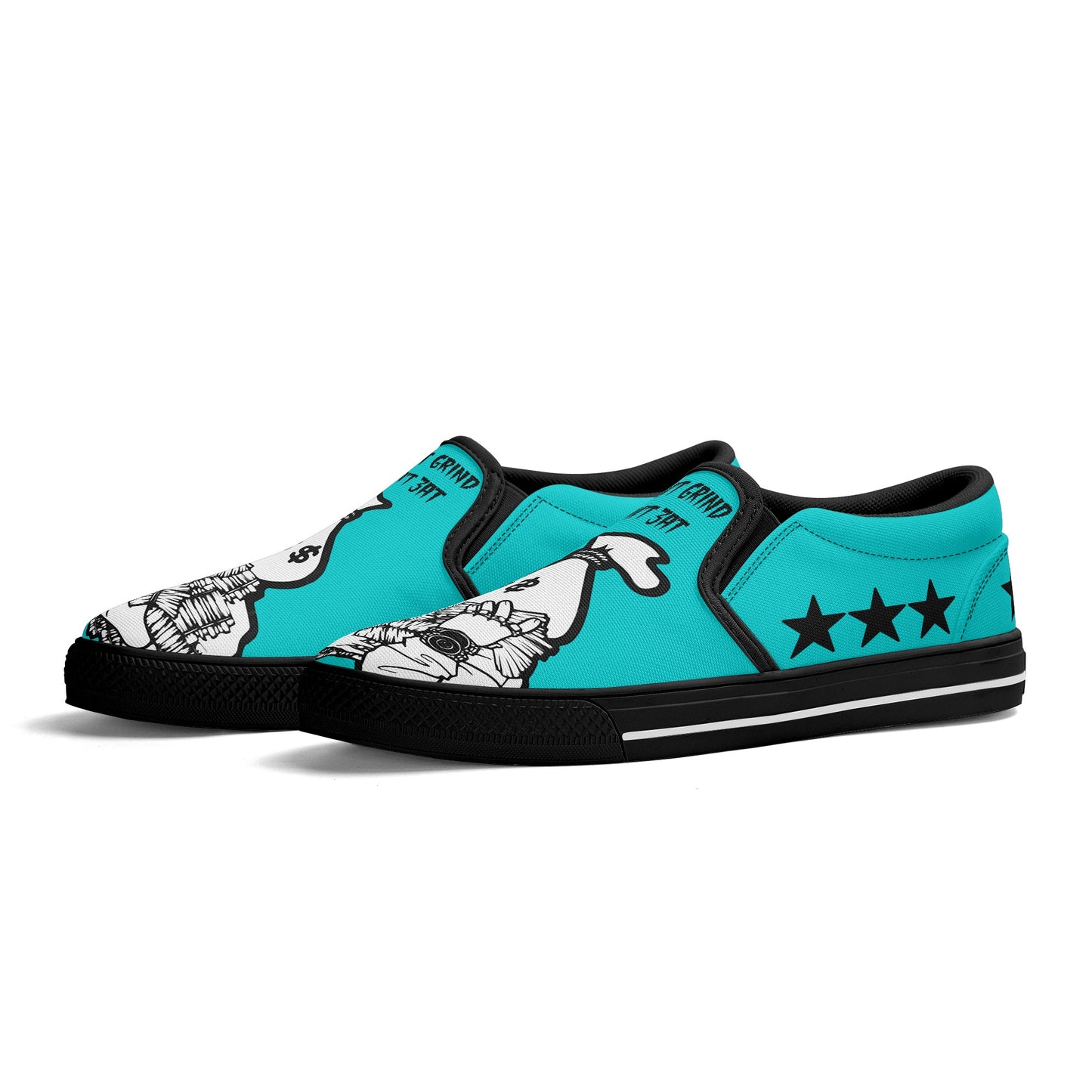 Money Man D.G.D.E (Dont Grind Dont Eat) Mens Turquoise Slip On Star Kicks