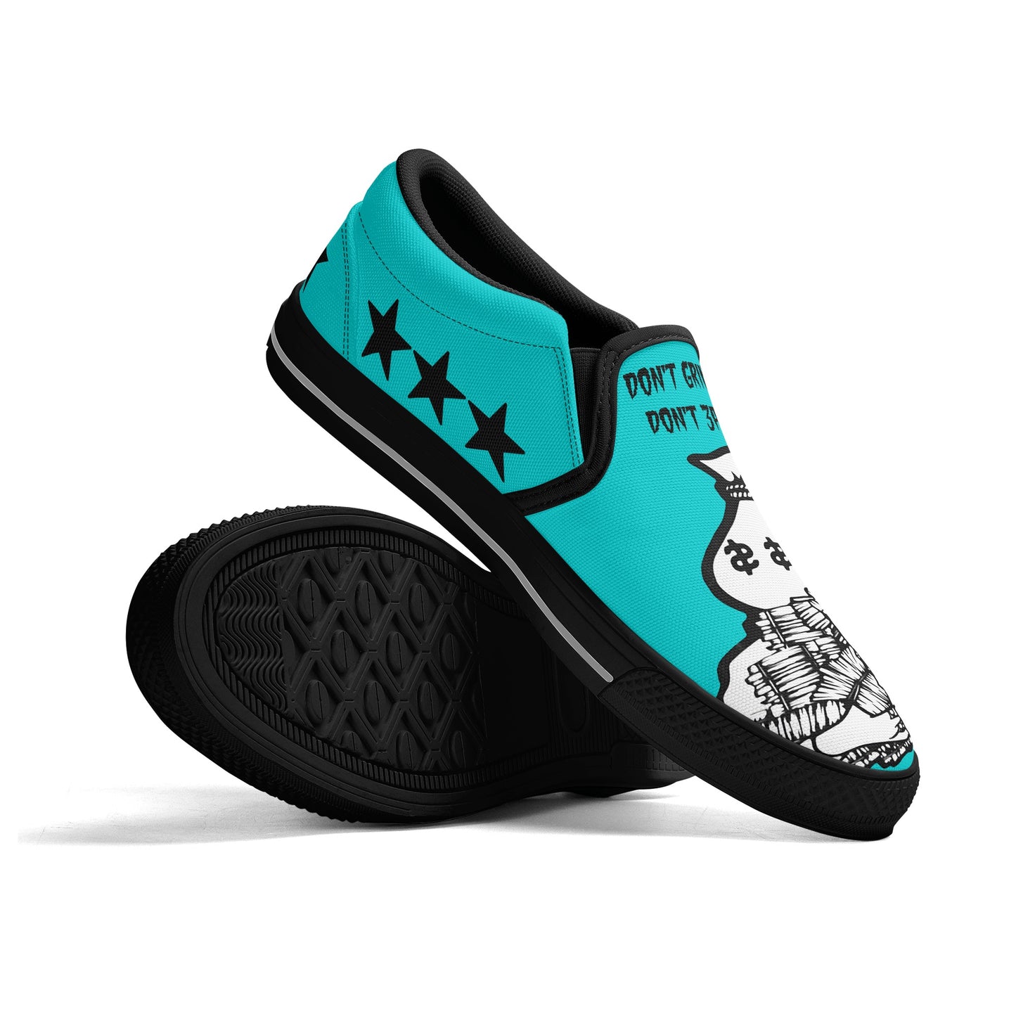 Money Man D.G.D.E (Dont Grind Dont Eat) Mens Turquoise Slip On Star Kicks