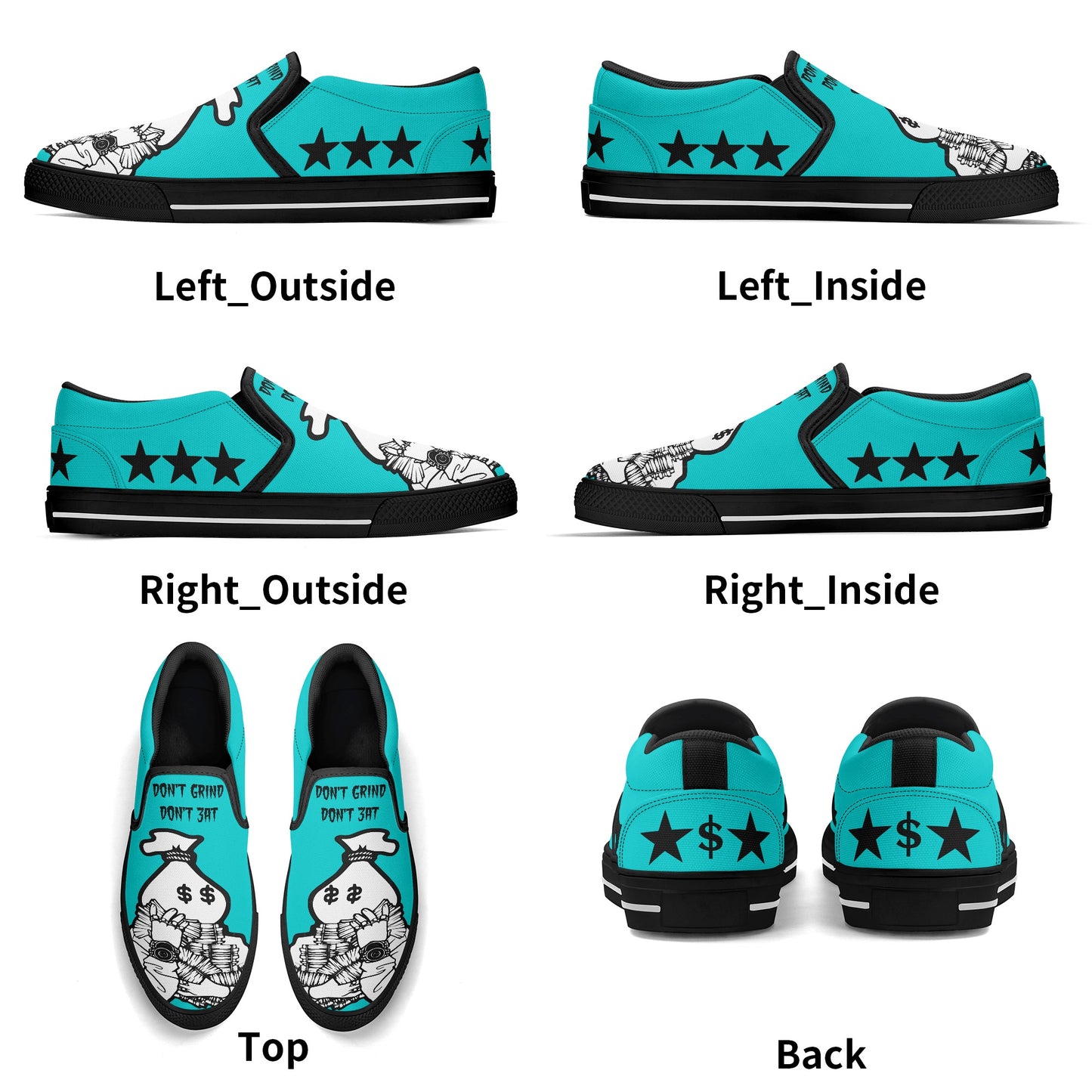 Money Man D.G.D.E (Dont Grind Dont Eat) Mens Turquoise Slip On Star Kicks