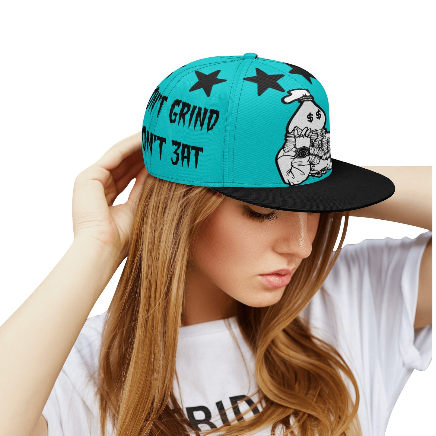 Money Man D.G.D.E (Dont Grind Dont Eat) Turquoise Snapbacks