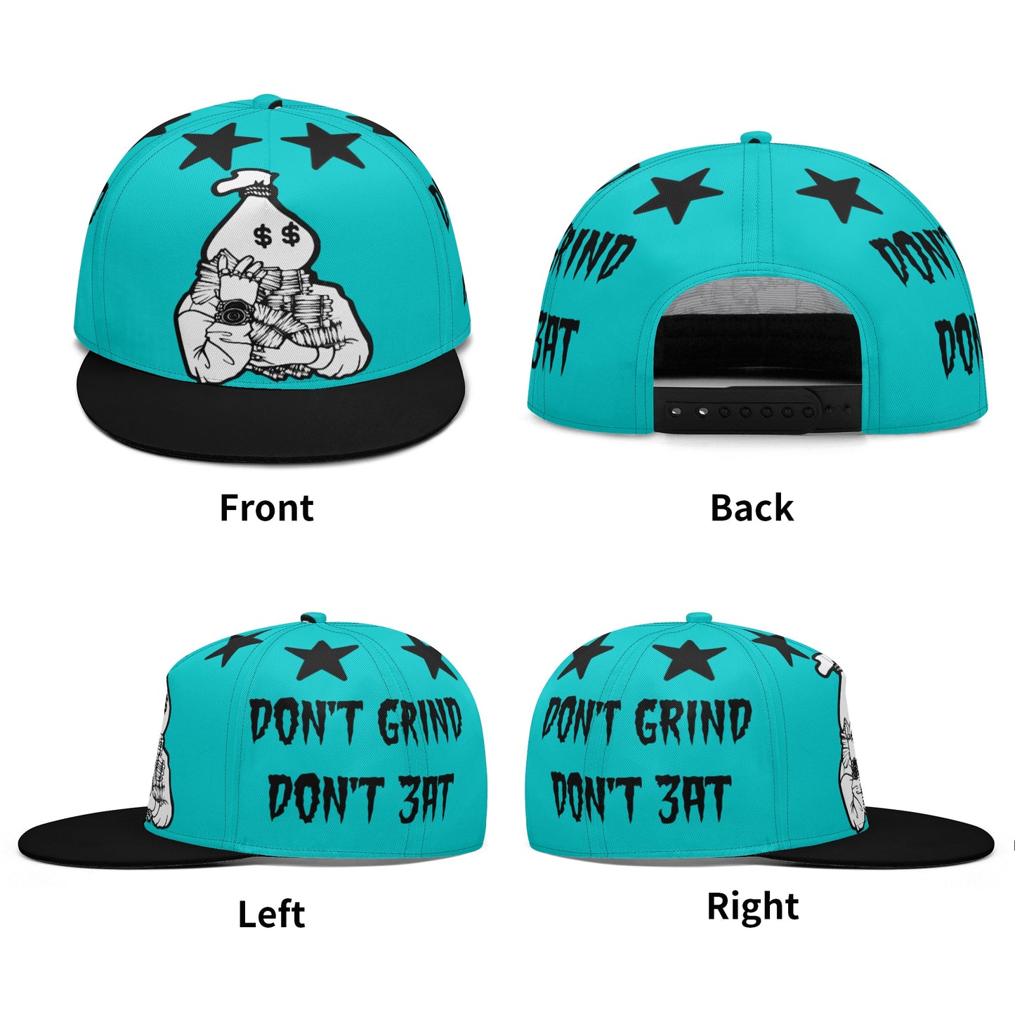 Money Man D.G.D.E (Dont Grind Dont Eat) Turquoise Snapbacks