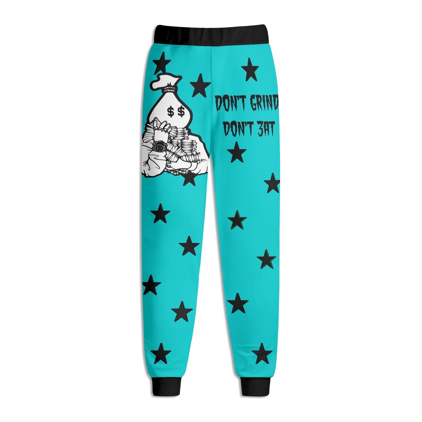 Money Man D.G.D.E (Dont Grind Dont Eat) Mens Turquoise Sweatpants