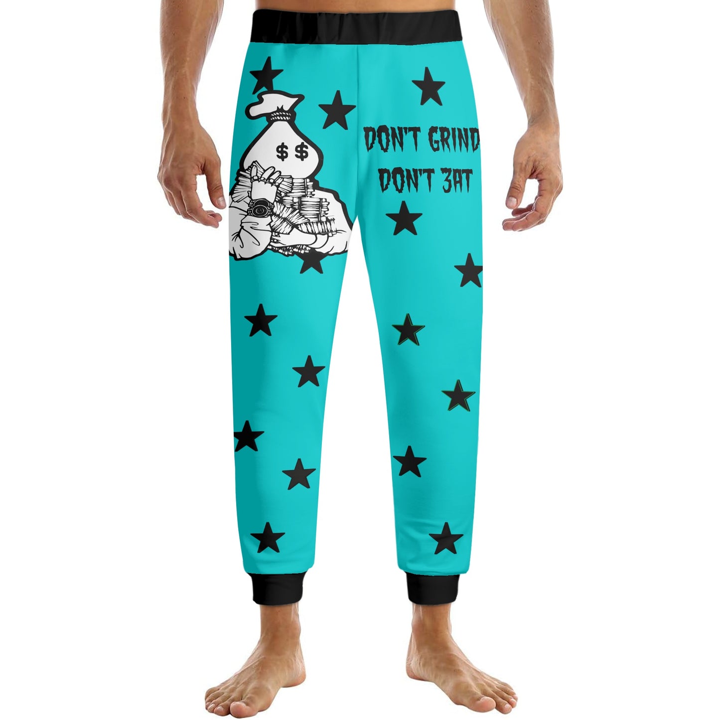 Money Man D.G.D.E (Dont Grind Dont Eat) Mens Turquoise Sweatpants