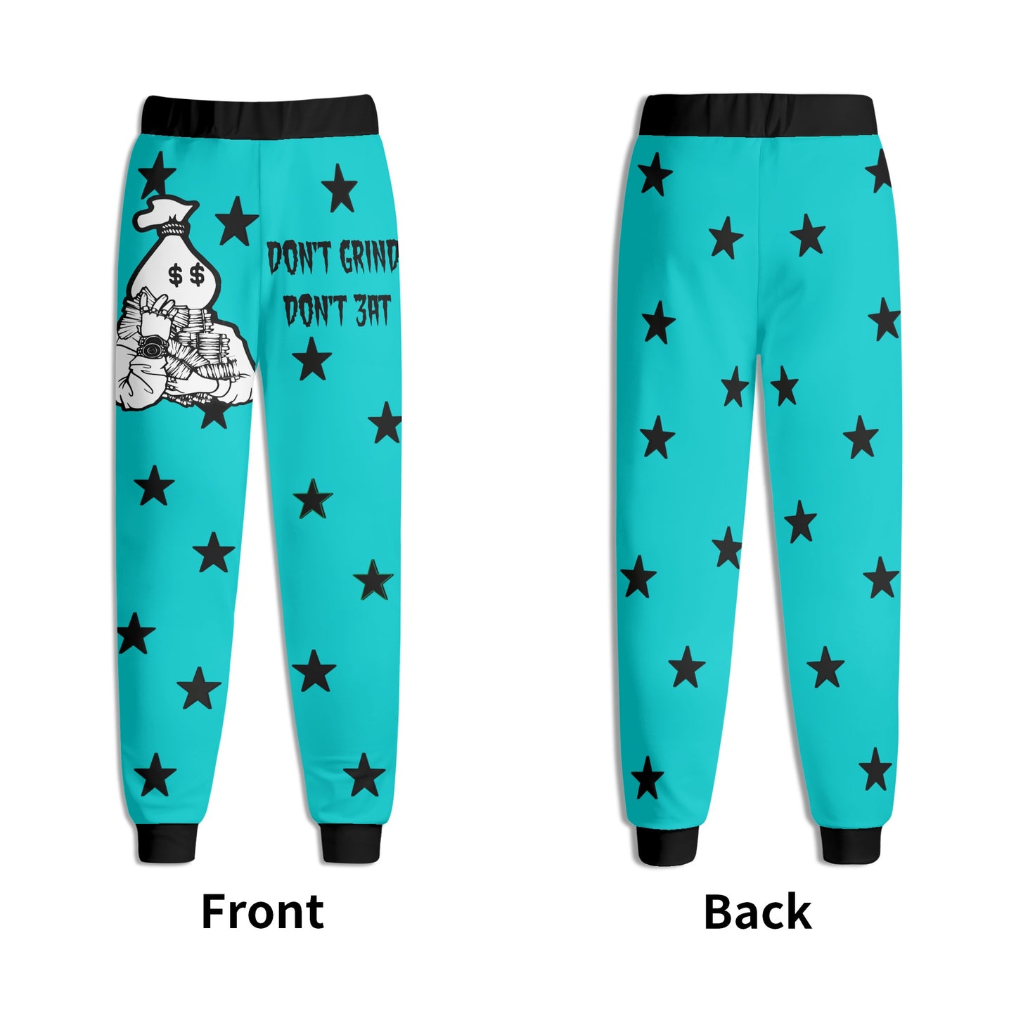 Money Man D.G.D.E (Dont Grind Dont Eat) Mens Turquoise Sweatpants