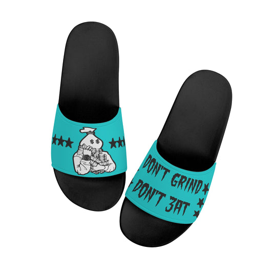 Money Man D.G.D.E (Dont Grind Dont Eat) Mens Turquoise Star Slides