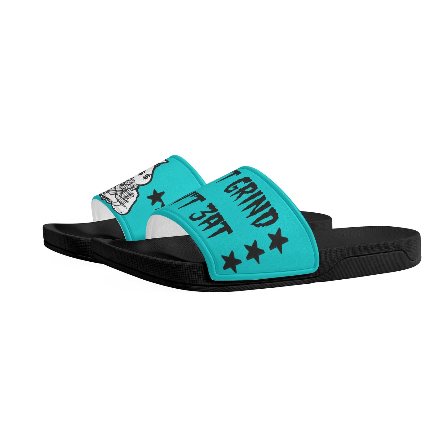 Money Man D.G.D.E (Dont Grind Dont Eat) Mens Turquoise Star Slides