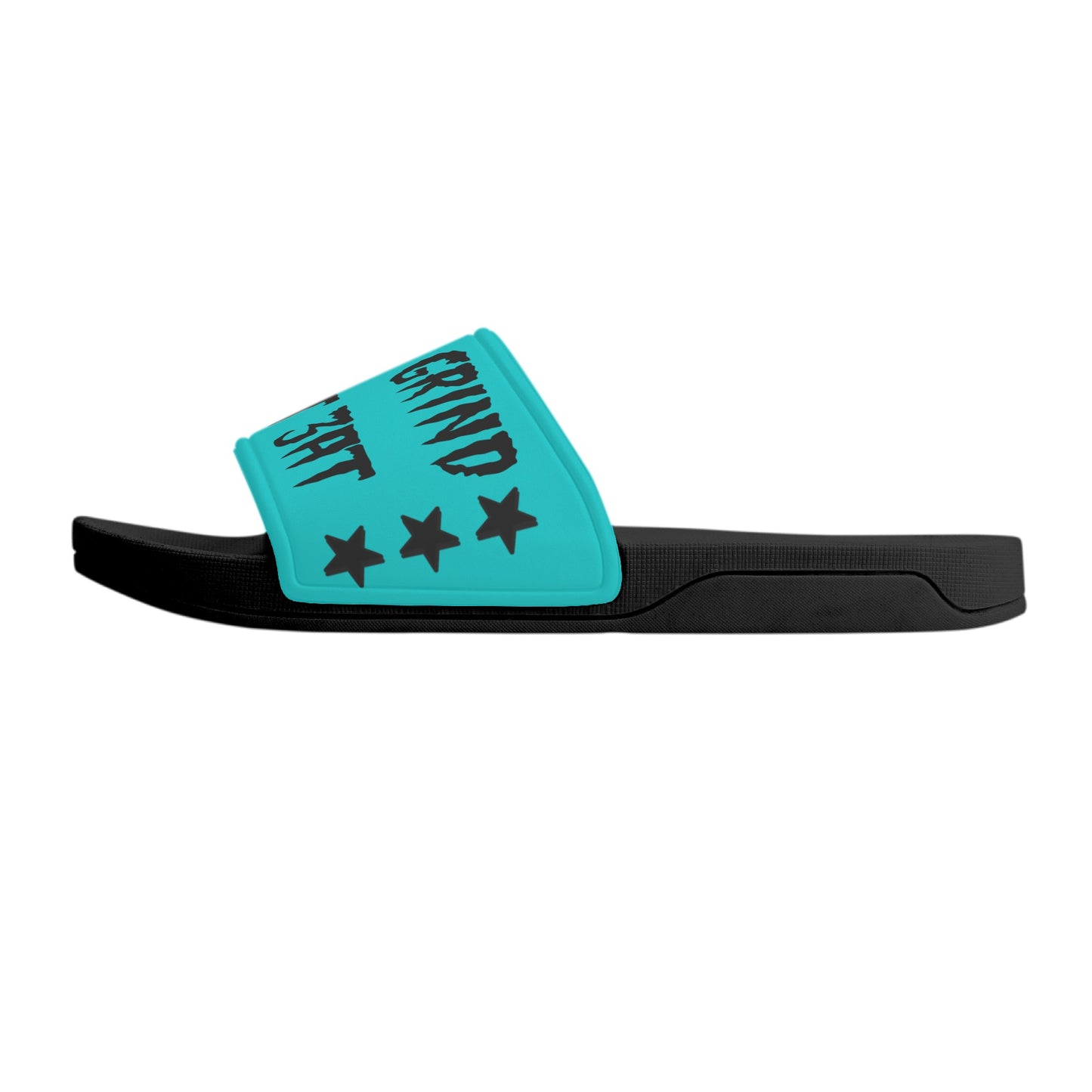 Money Man D.G.D.E (Dont Grind Dont Eat) Mens Turquoise Star Slides