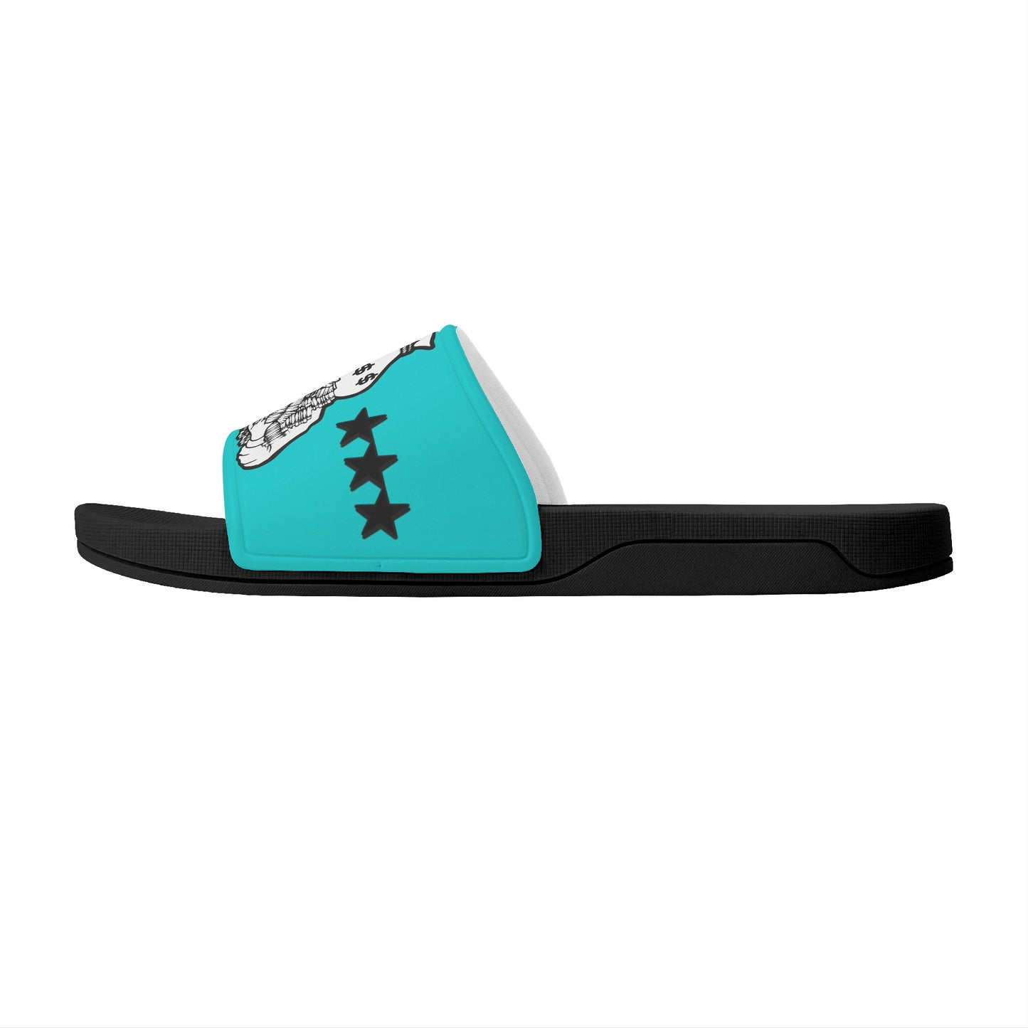 Money Man D.G.D.E (Dont Grind Dont Eat) Mens Turquoise Star Slides