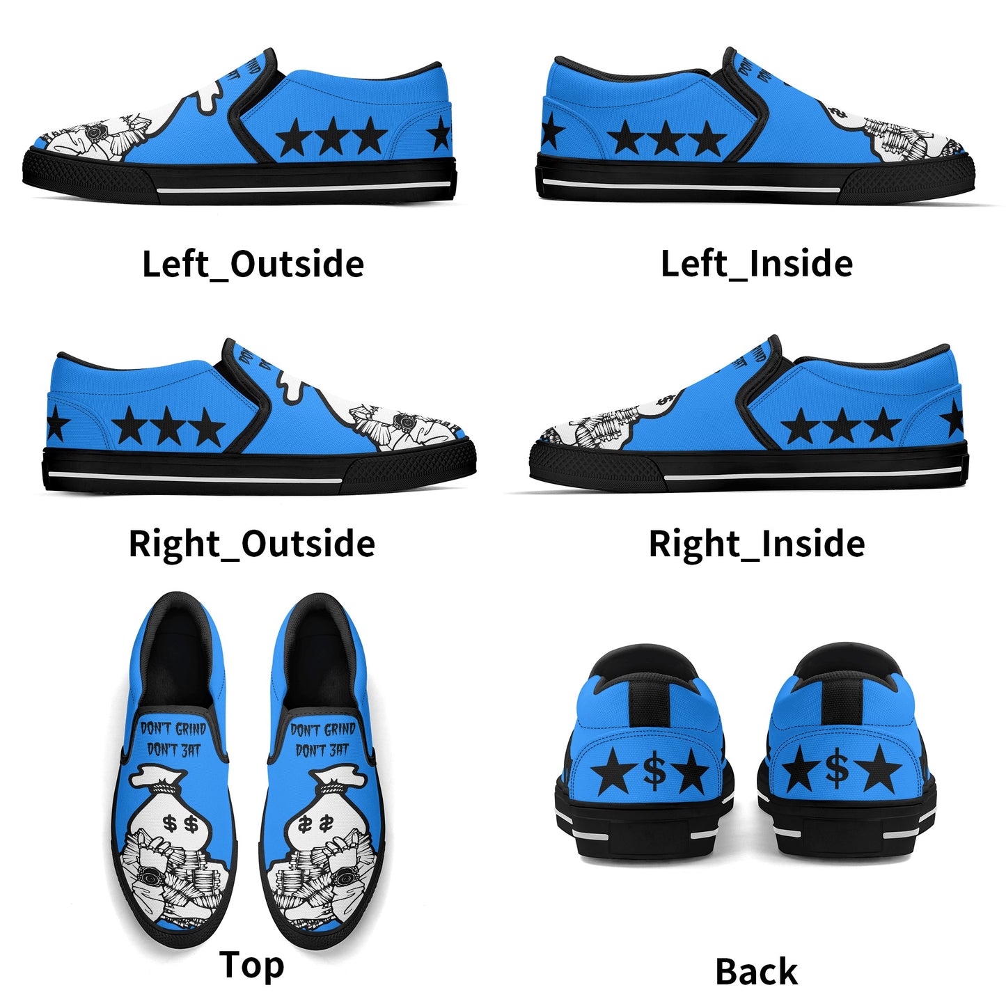 Money Man D.G.D.E (Dont Grind Dont Eat) Mens Blue Slip On Star Kicks