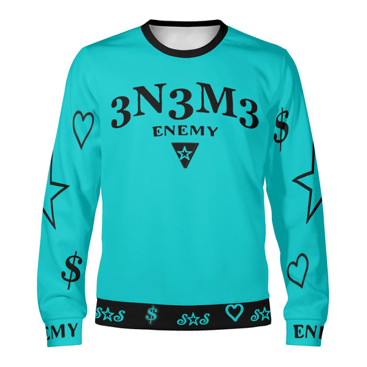 3.N.3.M.3 Enemy S.O.S Limited Edition Black/Turquoise Adult Crewneck Sweatshirt