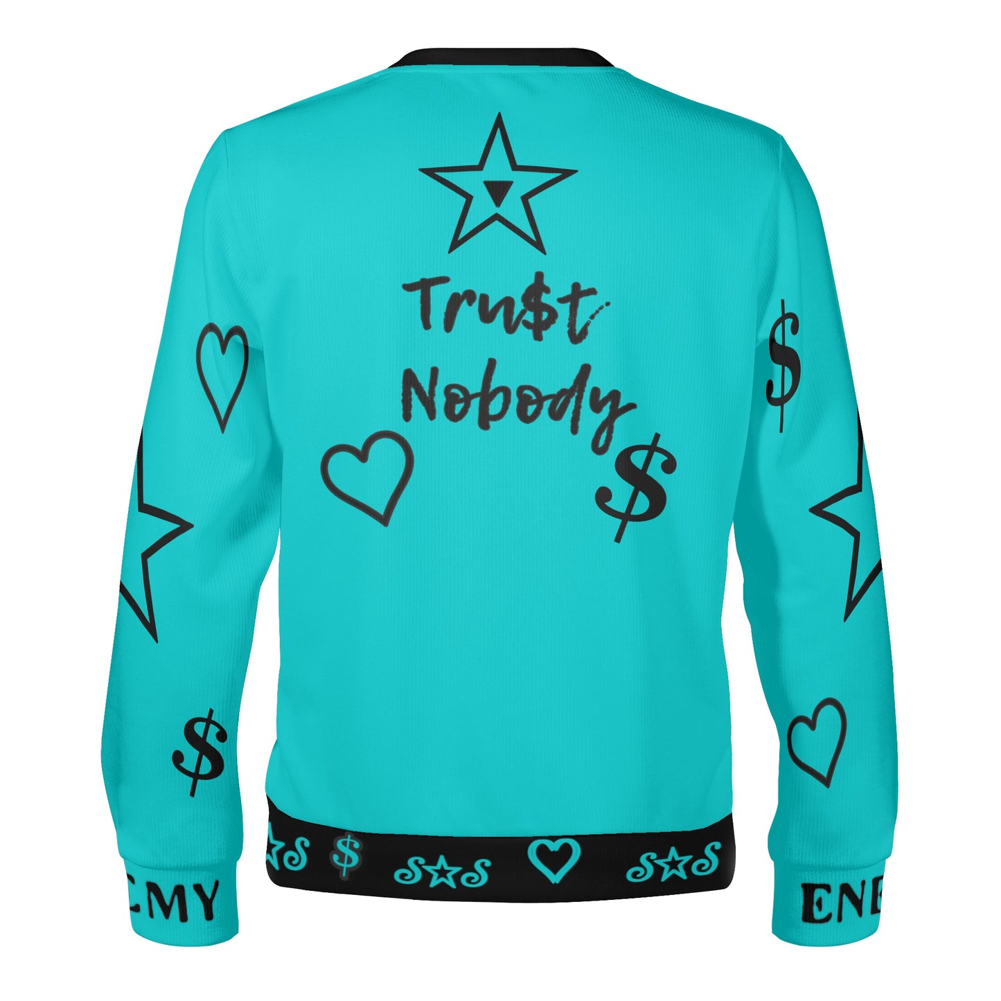 3.N.3.M.3 Enemy S.O.S Limited Edition Black/Turquoise Adult Crewneck Sweatshirt