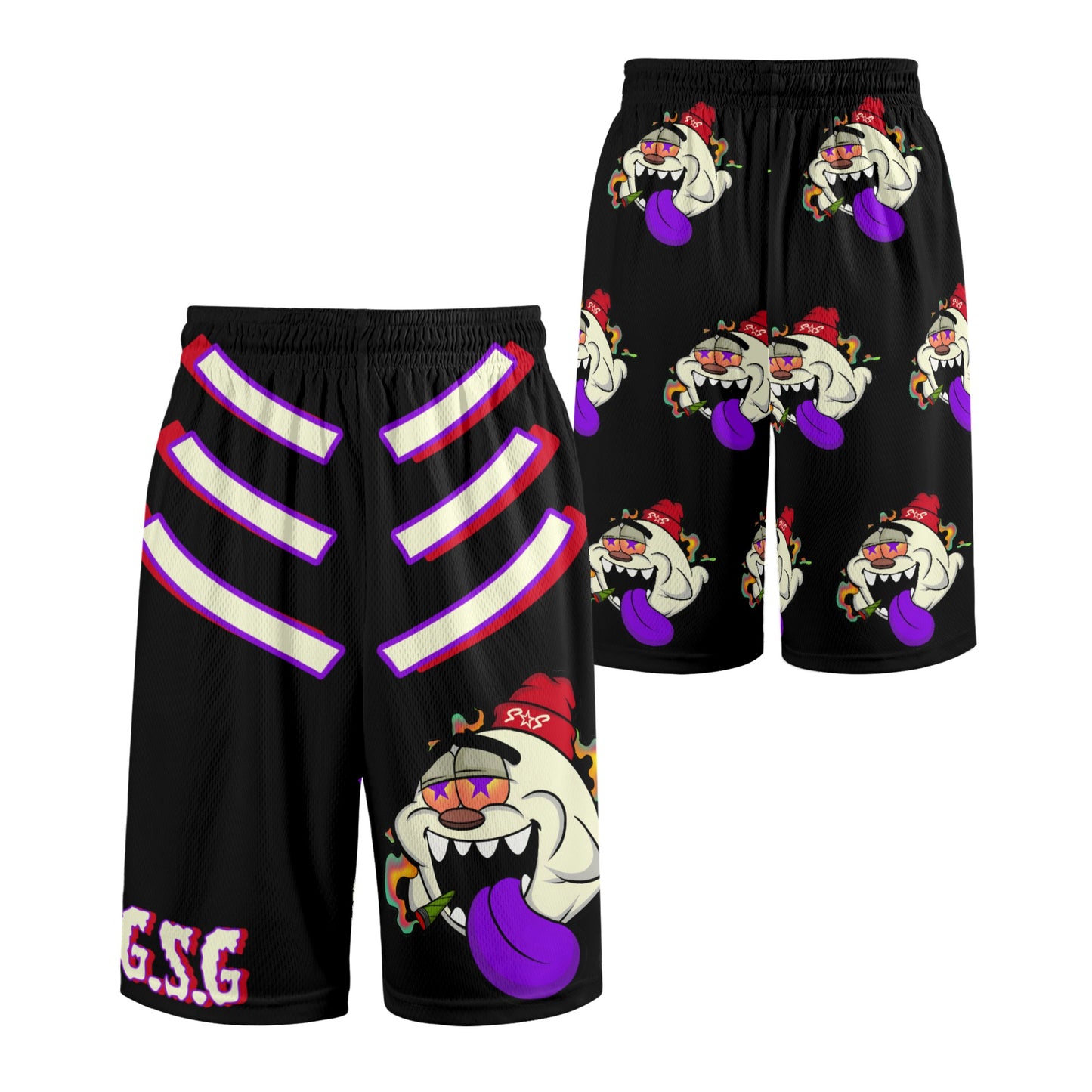 G.S.G Ghost Star Ghouls S.O.S Ghost Edition Mens Black Basketball Shorts