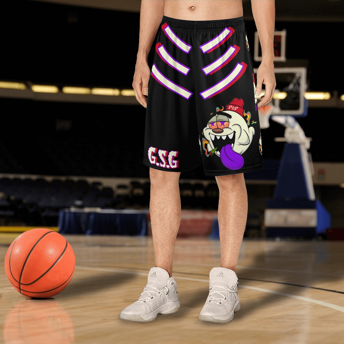 G.S.G Ghost Star Ghouls S.O.S Ghost Edition Mens Black Basketball Shorts