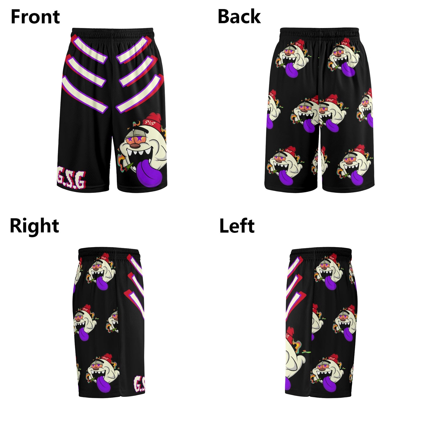 G.S.G Ghost Star Ghouls S.O.S Ghost Edition Mens Black Basketball Shorts