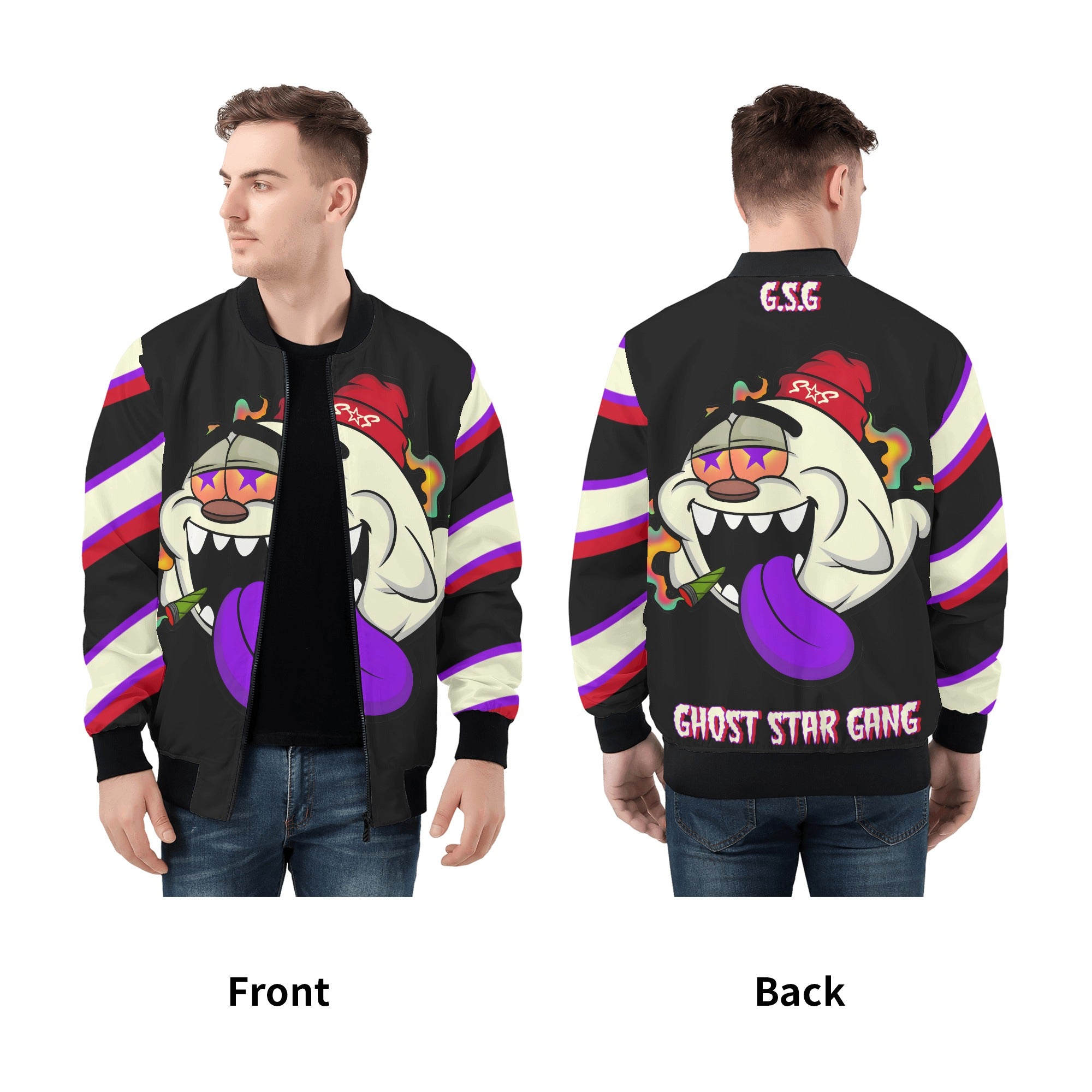 G.S.G Ghost Star Ghouls Mens Black Zip Up Jacket – SOSApparel