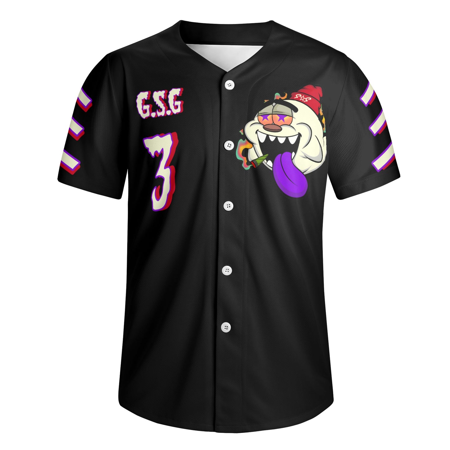 G.S.G Ghost Star Ghouls Mens Black Short Sleeve Baseball Jersey