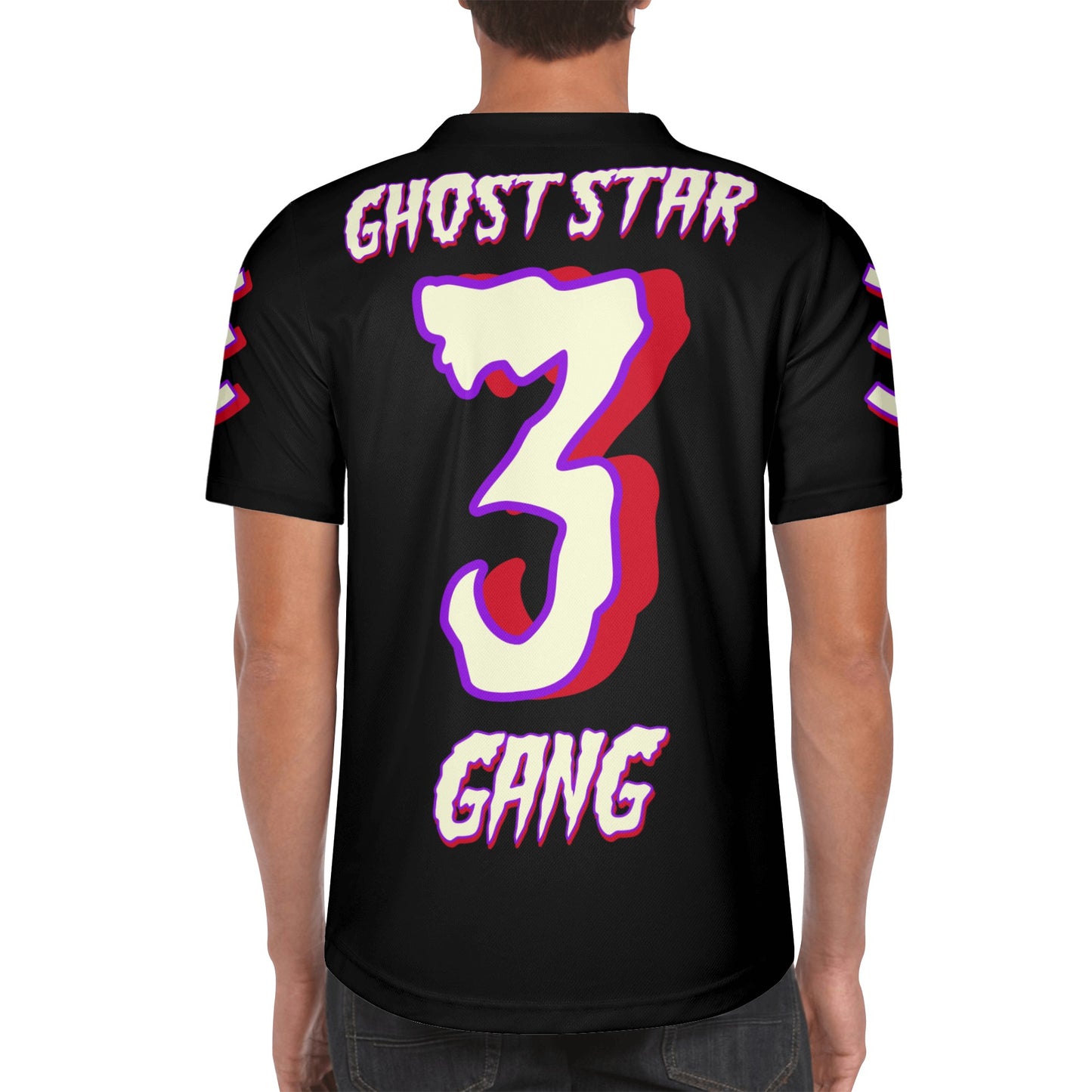 G.S.G Ghost Star Ghouls Mens Black Short Sleeve Baseball Jersey