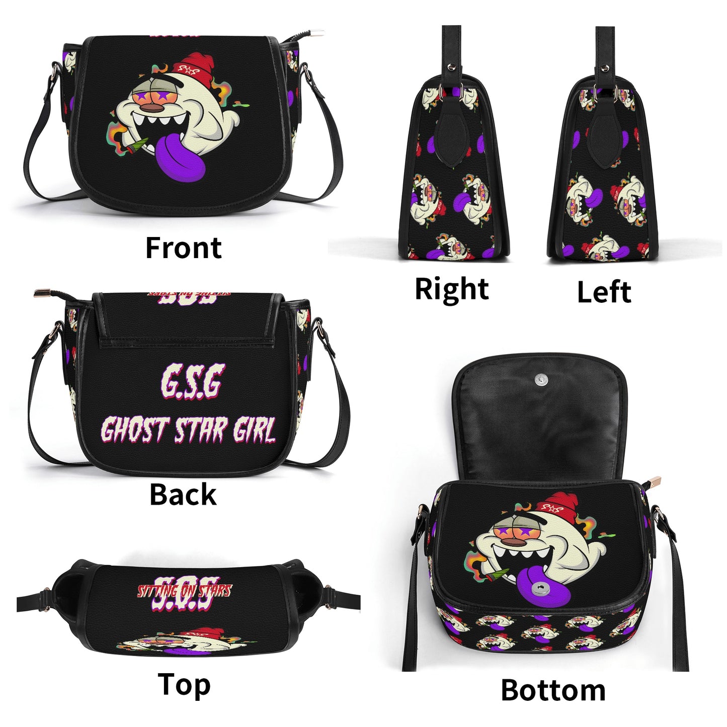 G.S.G Ghost Star Girl Black Leather Saddle Bag