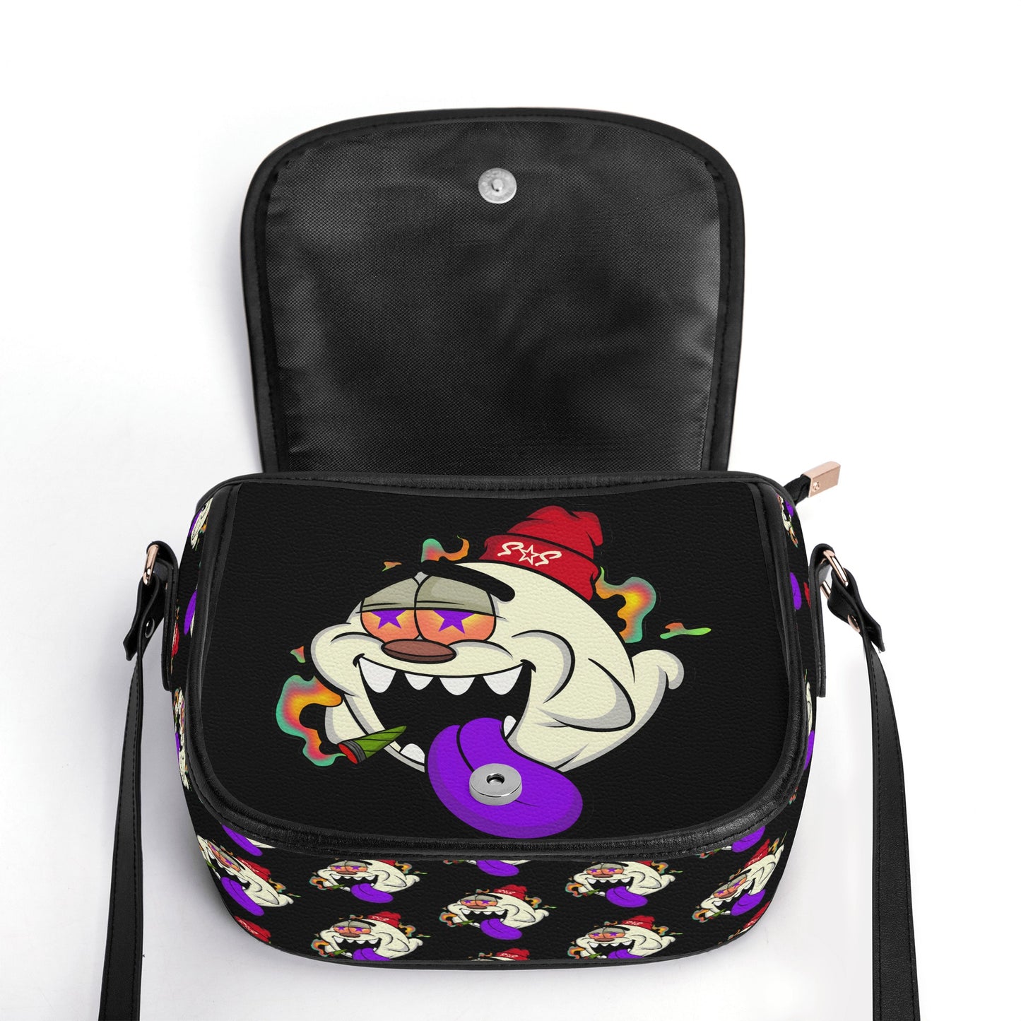 G.S.G Ghost Star Girl Black Leather Saddle Bag