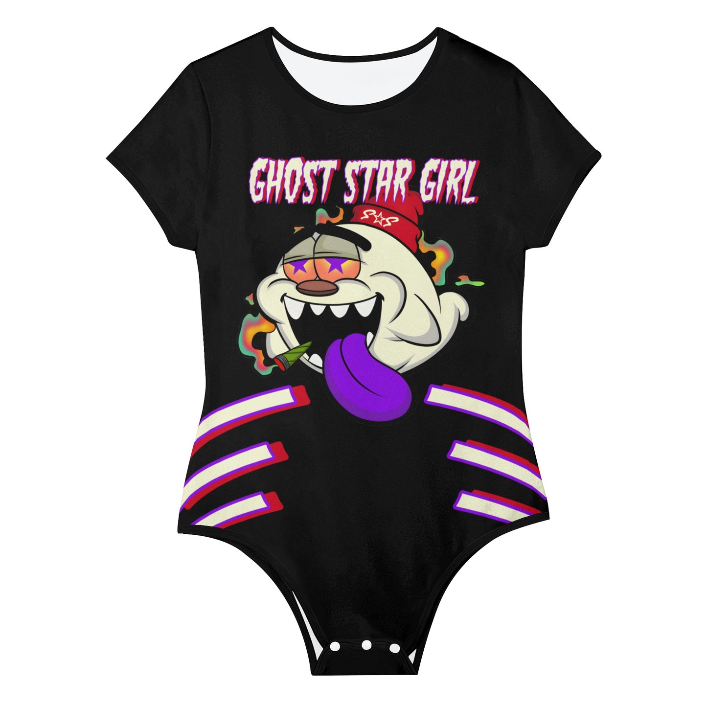 G.S.G Ghost Star Ghouls Black/Maroon Edition Womens Soft Short Sleeve Bodysuit