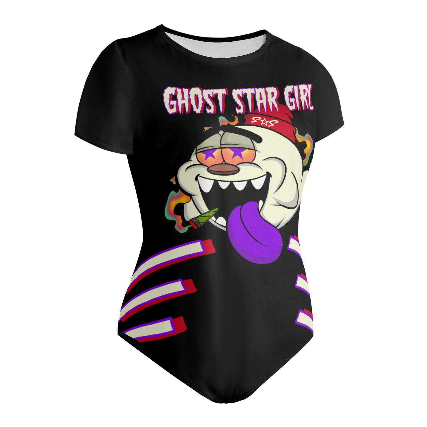 G.S.G Ghost Star Ghouls Black/Maroon Edition Womens Soft Short Sleeve Bodysuit