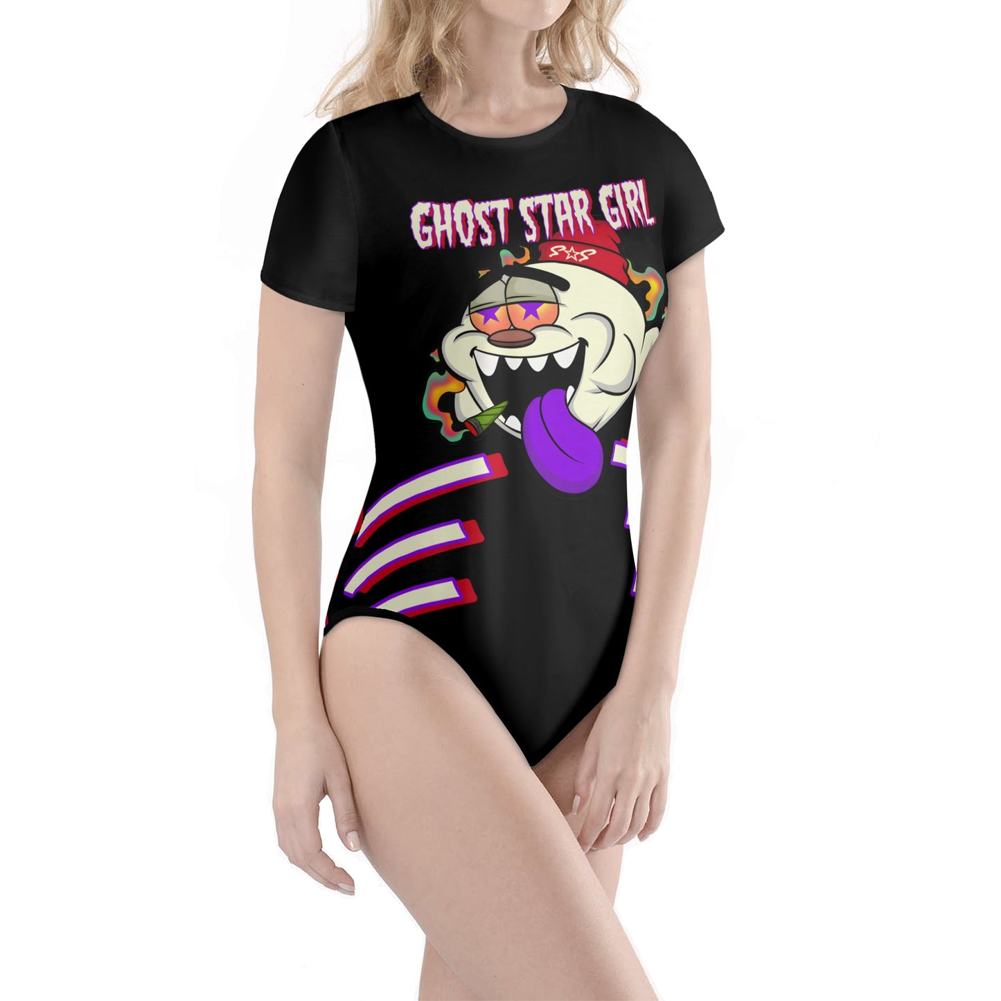 G.S.G Ghost Star Ghouls Black/Maroon Edition Womens Soft Short Sleeve Bodysuit