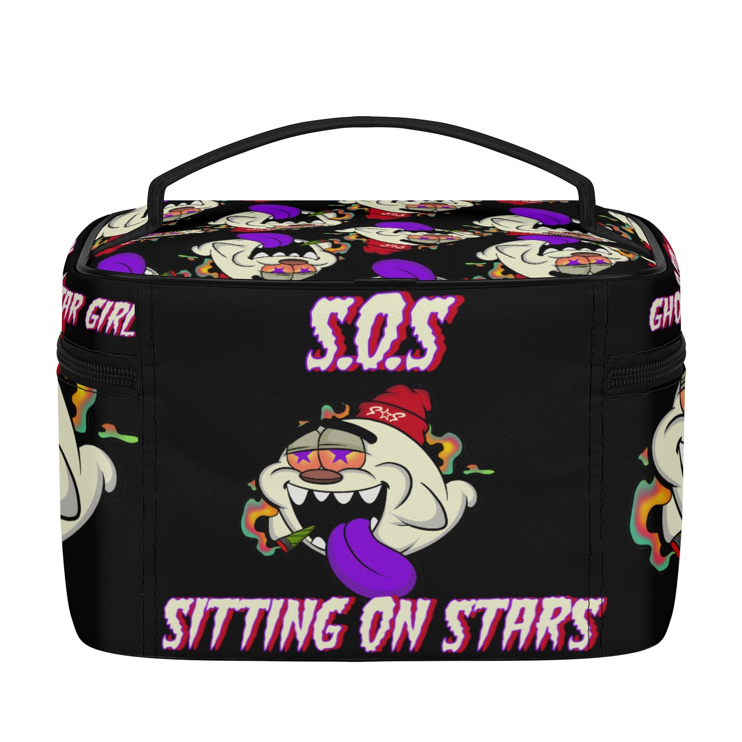 G.S.G Ghost Star Girl Black Leather Cosmetic Bag