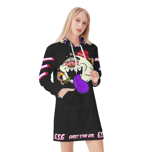 G.S.G Ghost Stat Girl Womens Black Hoodie Dress