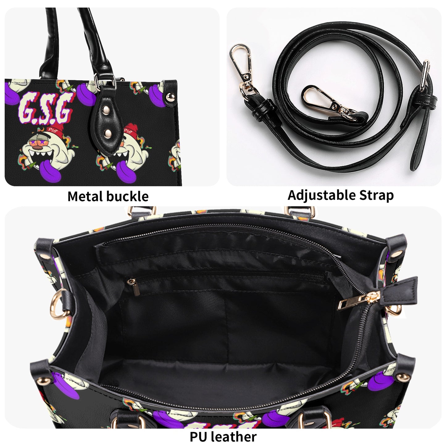 G.S.G Ghost Star Girl S.O.S Ghost Edition Black Luxury Womens Leather Handbag