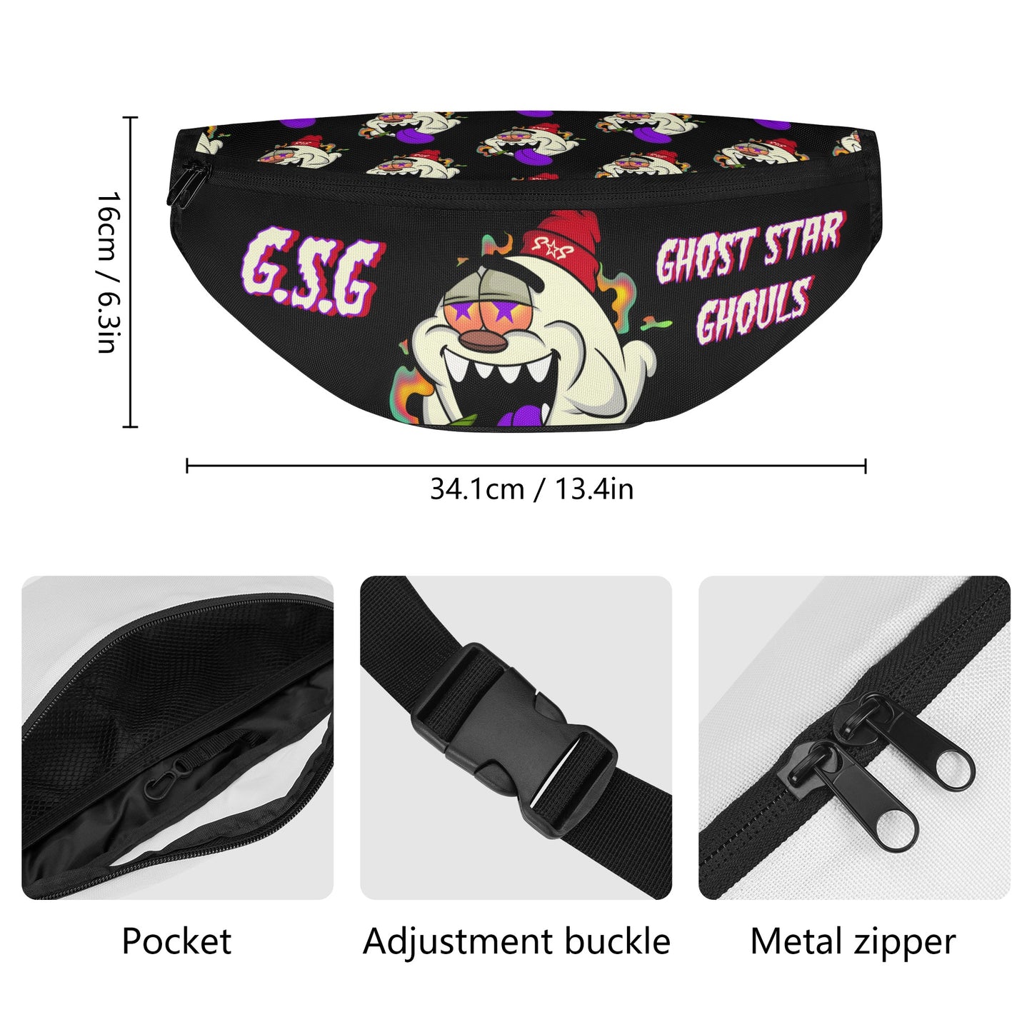 G.S.G Ghost Star Ghouls Black Fanny Pack