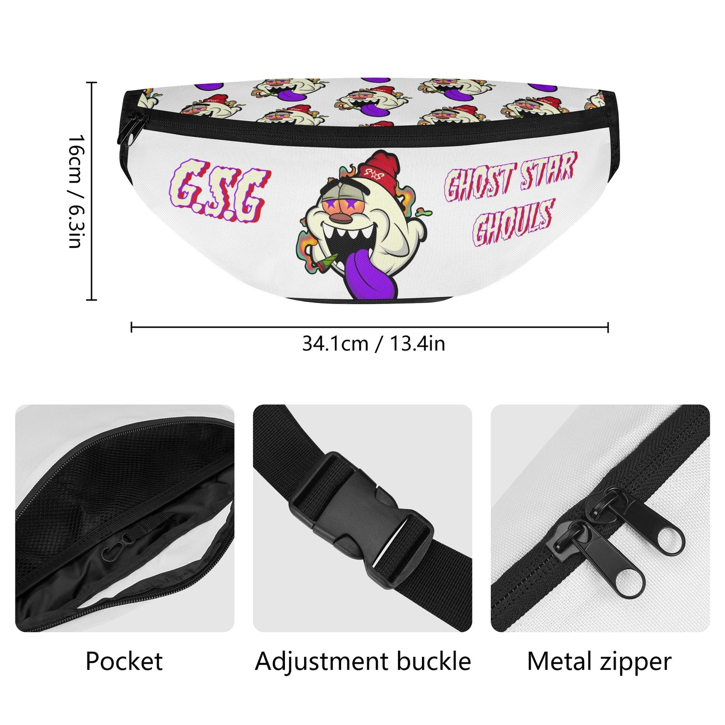 G.S.G Ghost Star Ghouls White Fanny Pack