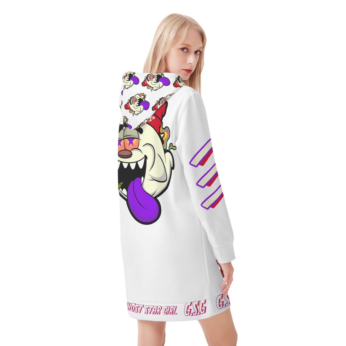 G.S.G Ghost Stat Girl Womens White Hoodie Dress