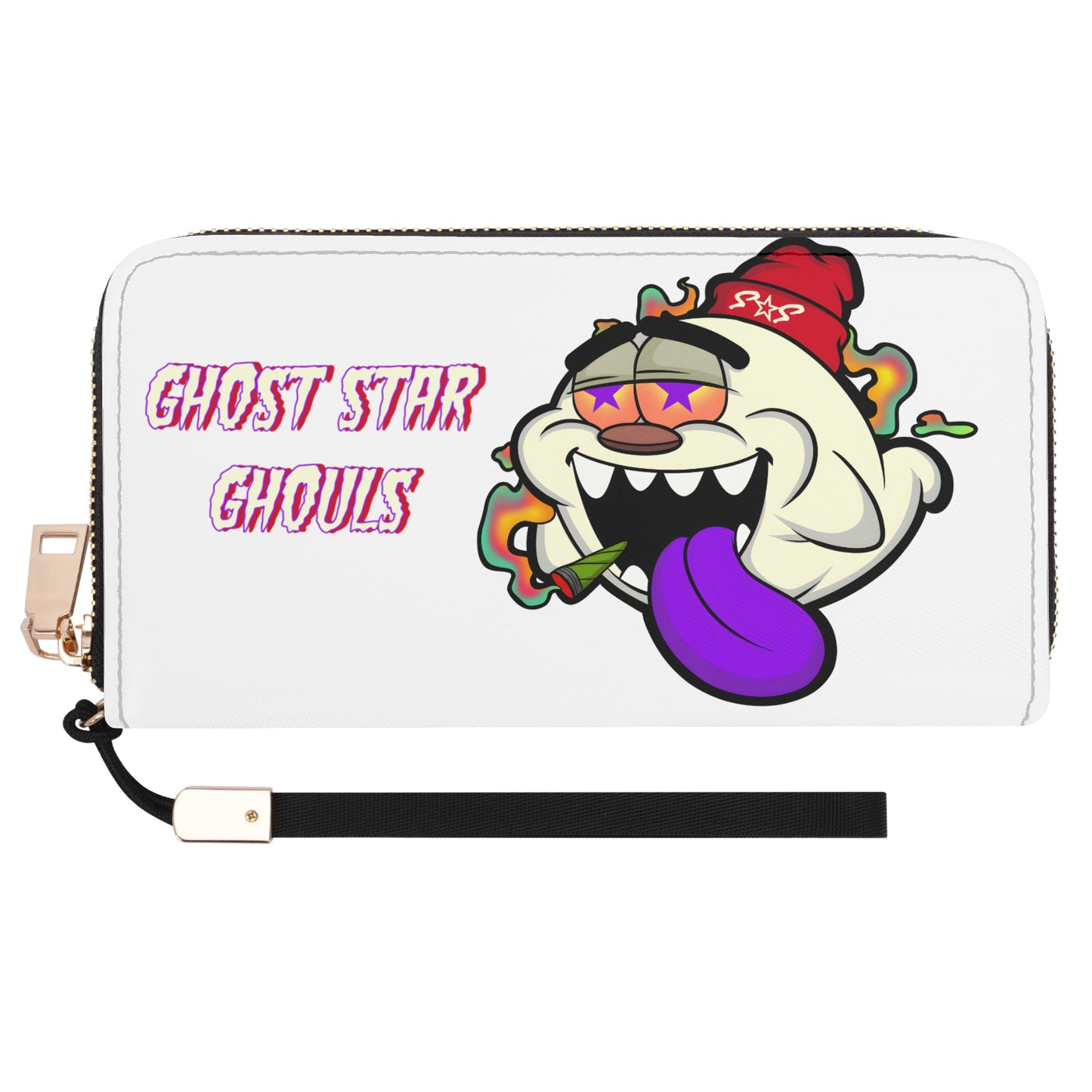 G.S.G Ghost Star Girl White Leather Zipper Wristlet Wallet