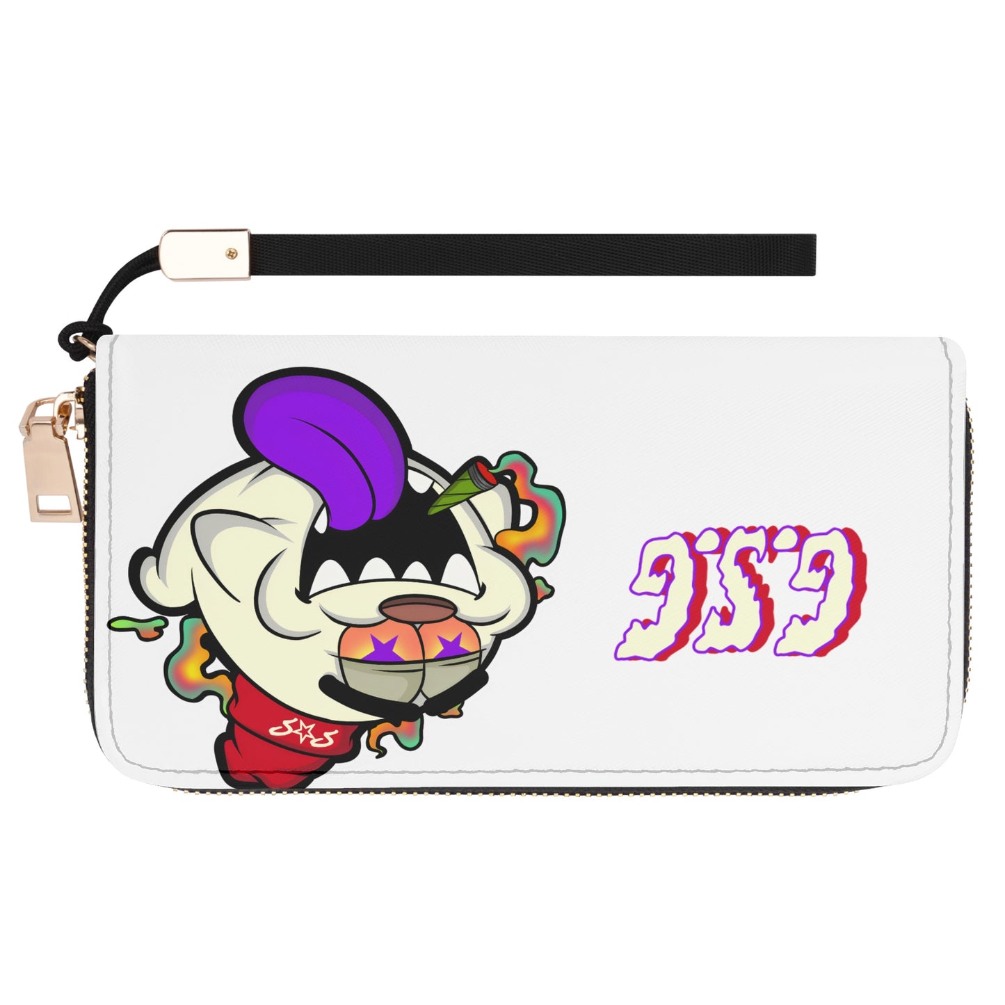 G.S.G Ghost Star Girl White Leather Zipper Wristlet Wallet