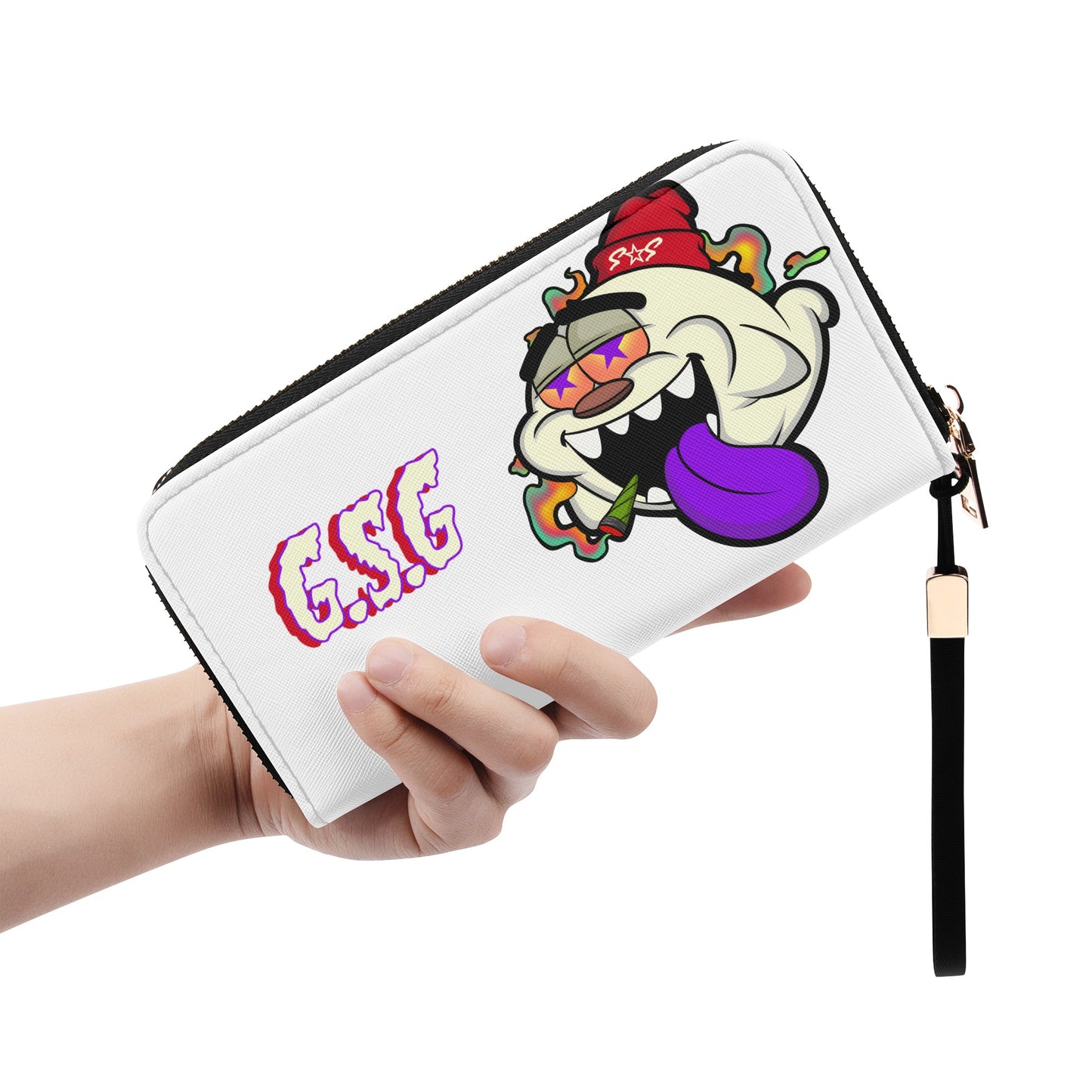 G.S.G Ghost Star Girl White Leather Zipper Wristlet Wallet