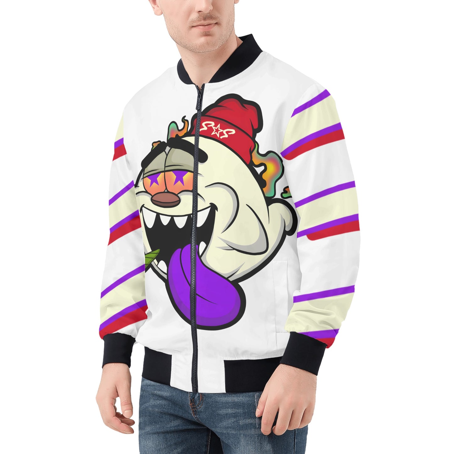 G.S.G Ghost Star Ghouls Mens White Zip Up Jacket