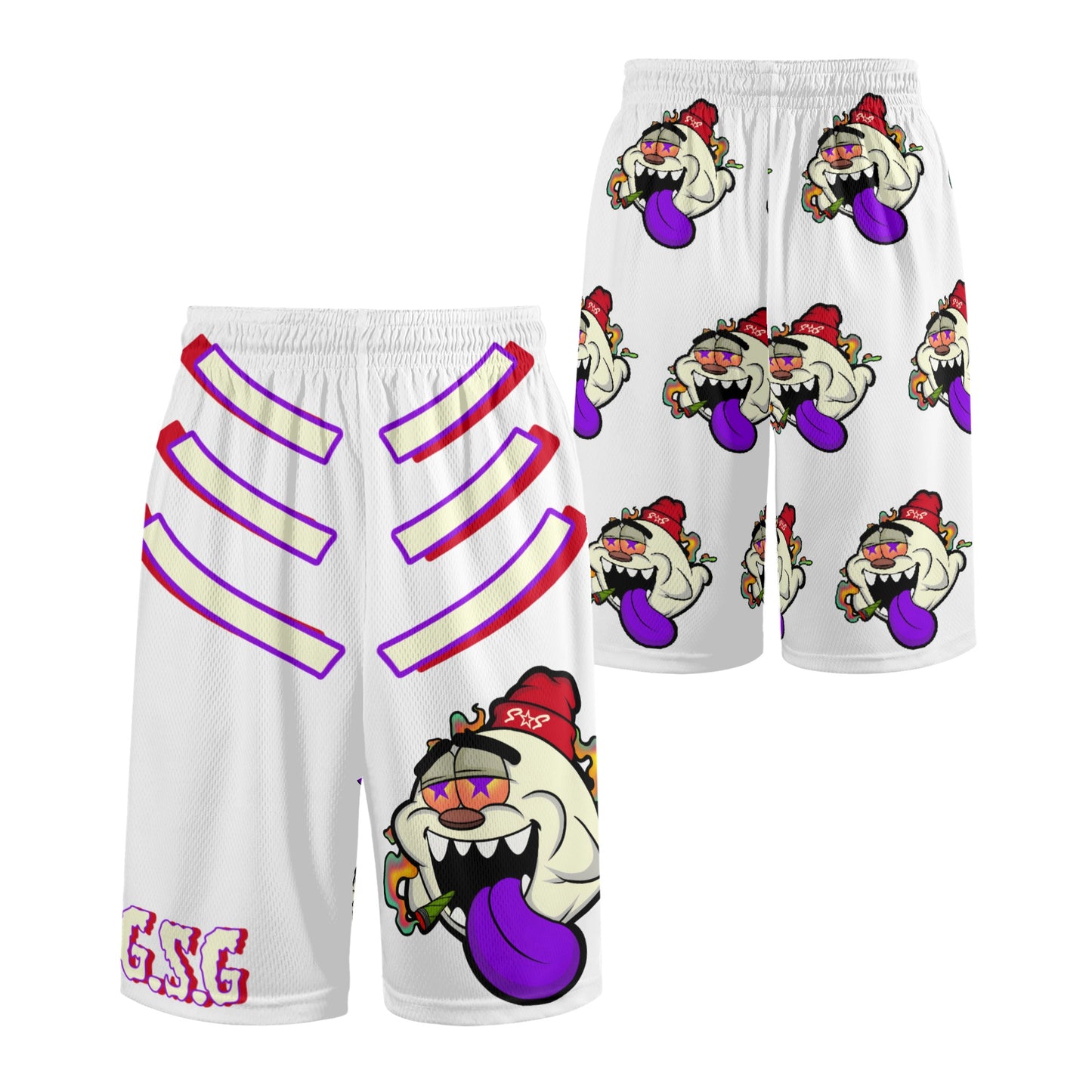 G.S.G Ghost Star Ghouls S.O.S Ghost Edition Mens White Basketball Shorts