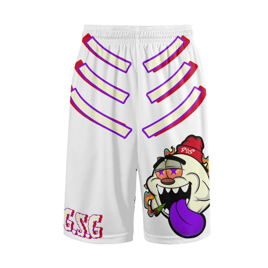 G.S.G Ghost Star Ghouls S.O.S Ghost Edition Mens White Basketball Shorts