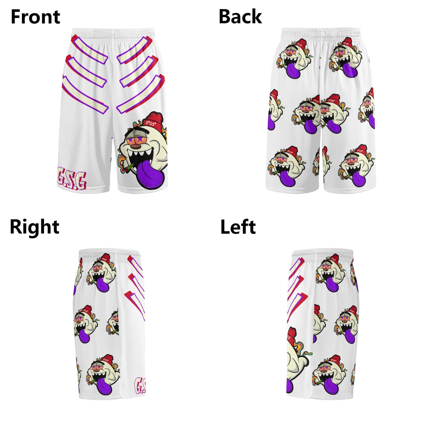 G.S.G Ghost Star Ghouls S.O.S Ghost Edition Mens White Basketball Shorts