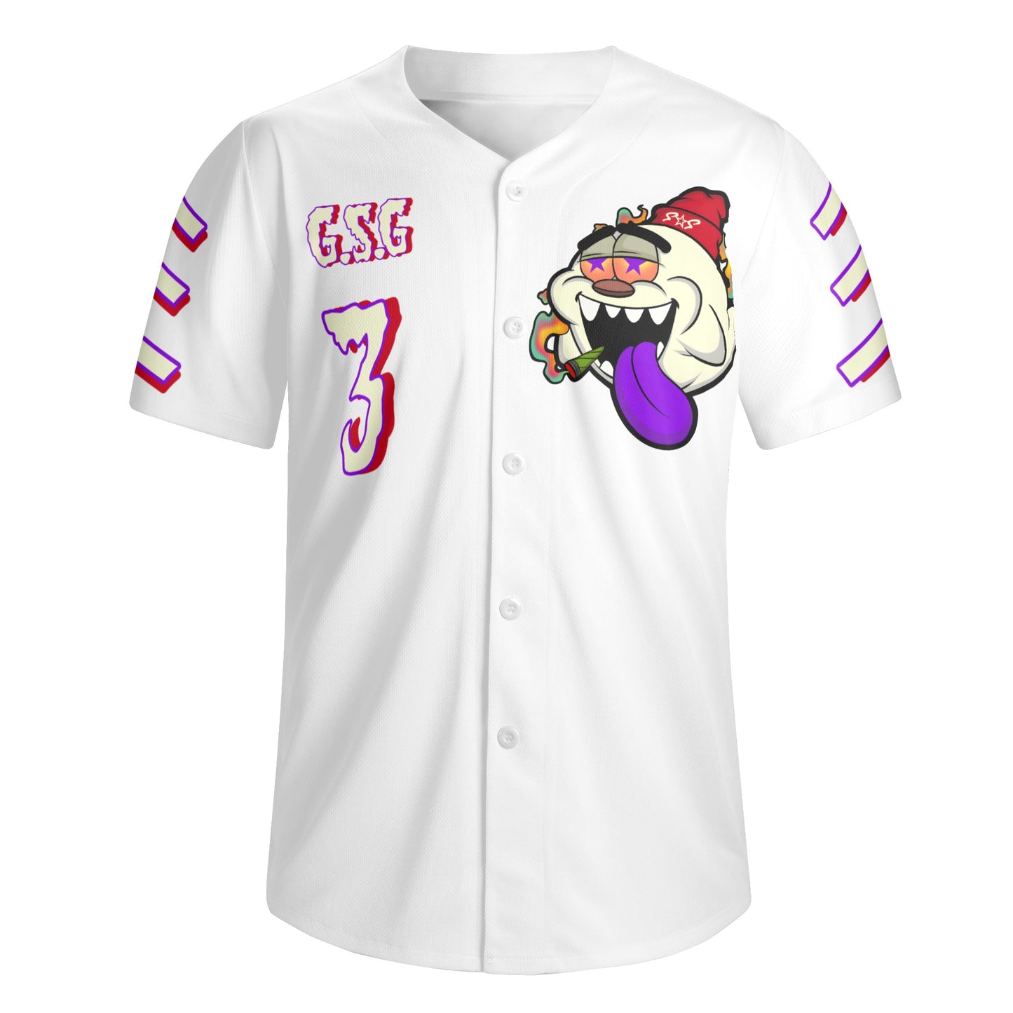 G.S.G Ghost Star Ghouls Mens White Short Sleeve Baseball Jersey