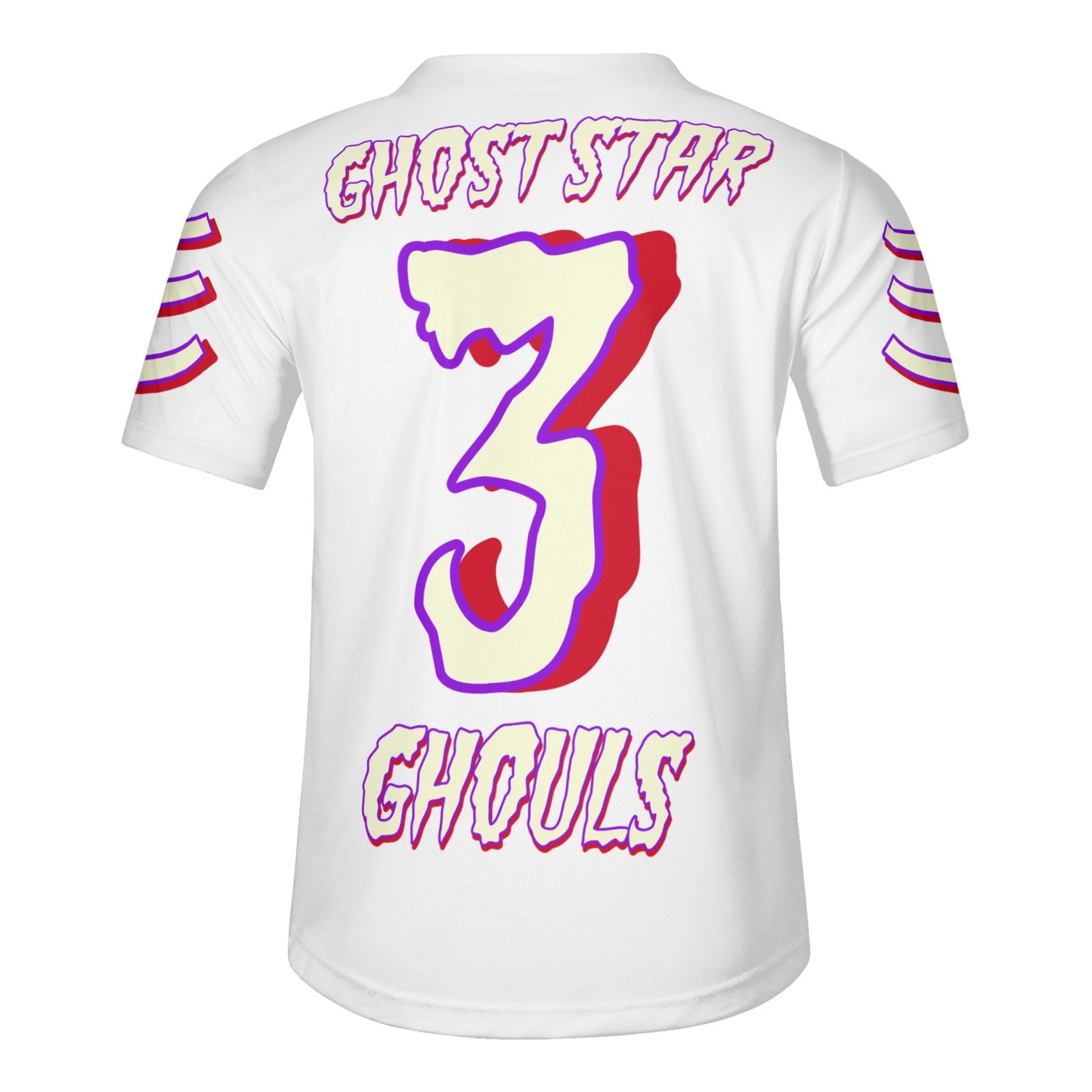 G.S.G Ghost Star Ghouls Mens White Short Sleeve Baseball Jersey