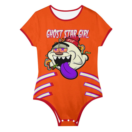 G.S.G Ghost Star Girl S.O.S Ghost Edition Womens Dark Orange Soft Short Sleeve Bodysuit